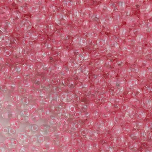Preciosa Twin Two Hole Beads Inside Color Lined Pale Pink 15g 38694