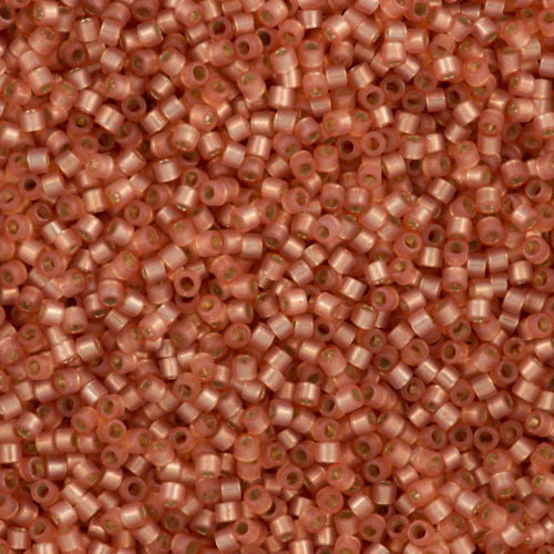 Miyuki Delica Seed Bead 10/0 Silver Lined Dyed Dark Peach 7g Tube DBM622