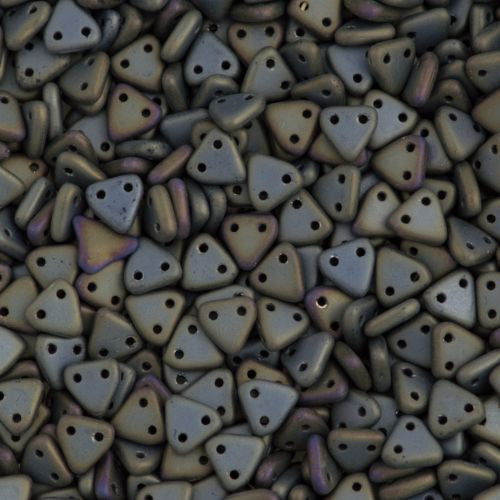 15g CzechMates 6mm Two Hole Triangle Beads Matte Brown Iris (21115)