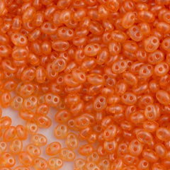 Preciosa Twin Two Hole Beads Crystal Orange Terra Pearl 22g Tube (08392)