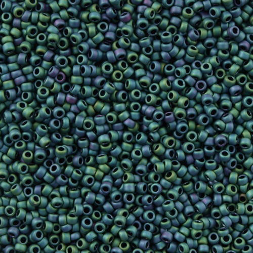 Toho Round Seed Bead 8/0 Matte Teal Iris 2.5-inch tube (706)
