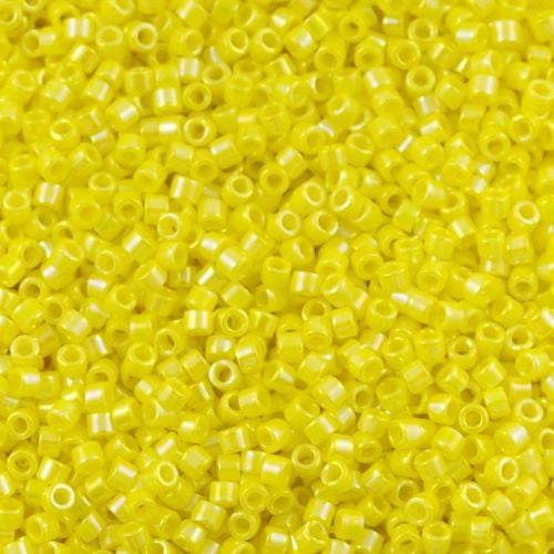 Miyuki Delica Seed Bead 15/0 Opaque Yellow AB 2-inch Tube DBS160