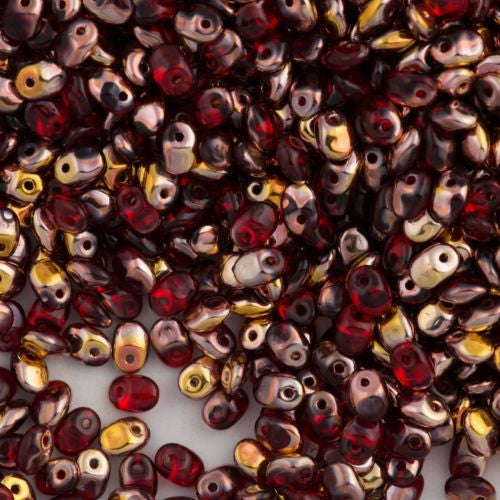 Super Uno 2x5mm Beads Siam Ruby Capri Gold 14g (90080CG)