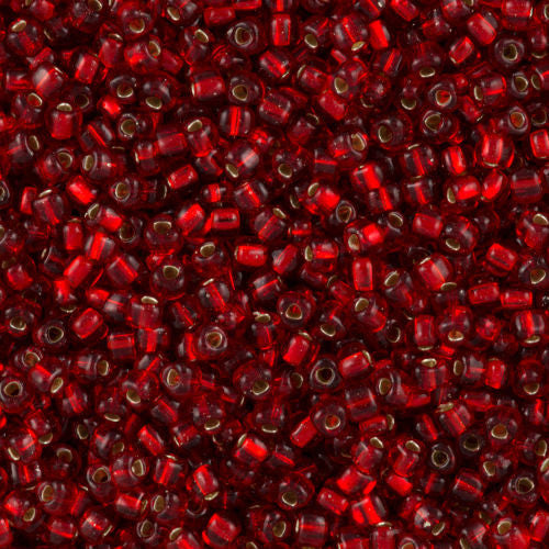 Miyuki Triangle Seed Bead 5/0 Silver Lined Dark Ruby 10g (1809)