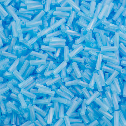Miyuki 2x6mm Twisted Bugle Matte Transparent Aqua AB 15g (148FR)