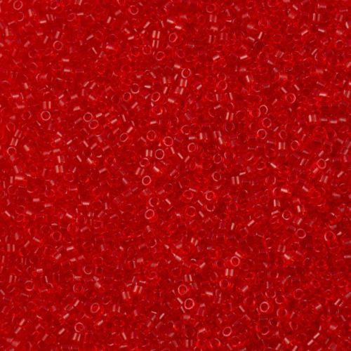 Miyuki Delica Seed Bead 15/0 Transparent Red 2-inch Tube DBS704