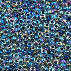 Miyuki Round Seed Beads 5/0 Inside Color Lined Noir AB 20g Tube (283)