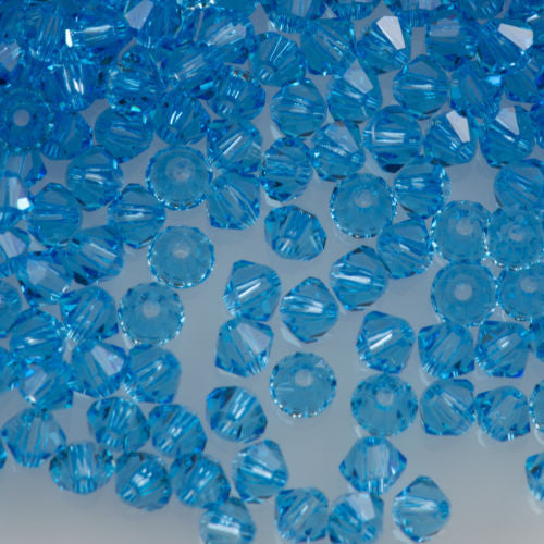 24 TRUE CRYSTAL 5mm Bicone Bead Aquamarine (202)