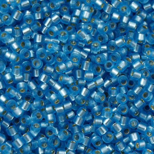 25g Miyuki Delica seed bead 11/0 Semi Matte Silver Lined Dyed Sky Blue DB692