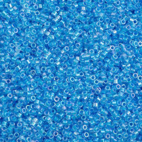 Miyuki Delica Seed Bead 11/0 Inside Dyed Color Medium Blue AB 2-inch Tube DB76