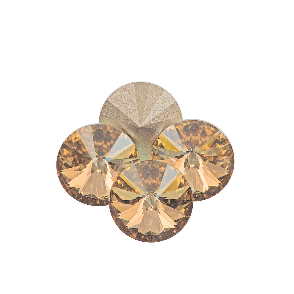 Four TRUE CRYSTAL 14mm Rivoli Golden Shadow (001 GSHA)