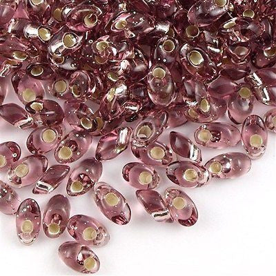 Miyuki Long Magatama Seed Bead Silver Lined Amethyst 8g Tube (12)