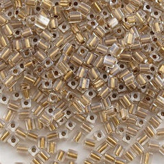 Miyuki 4mm Cube Seed Bead Inside Color Lined Gold Luster 19g Tube (234)