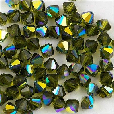 72 Preciosa Crystal 6mm Bicone Bead Olivine AB (50230AB)