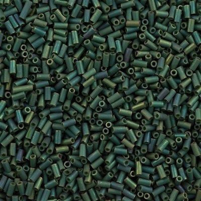 Miyuki 3mm Bugle Bead Opaque Matte Leaf Green 5-inch Tube (2031)