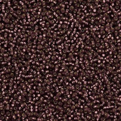 Miyuki Round Seed Bead 15/0 Matte Silver Lined Dark Amethyst 2-inch Tube (13F)