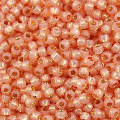 Toho Round Seed Bead 8/0 Silver Lined Milky Peach 2.5-inch tube (2111)