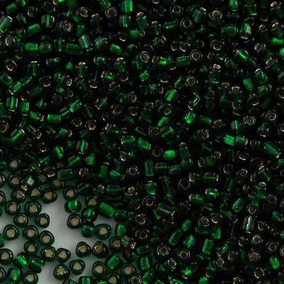 Miyuki Triangle Seed Bead 10/0 Silver Lined Emerald 15g (1806)