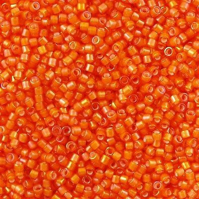 Miyuki Delica Seed Bead 11/0 Orange Inside Dyed Color White 2-inch Tube DB1777