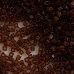 Miyuki 1.8mm Cube Seed Bead Transparent Dark Amber 8g Tube (134)