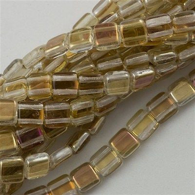 50 CzechMates 6mm Two Hole Tile Beads Crystal Twilight (00030W)