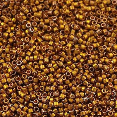Miyuki Delica Seed Bead 11/0 24kt Plated Dark Gold AB 2-inch Tube DB505