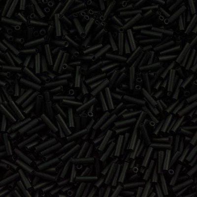 Miyuki 6mm Bugle Bead Opaque Matte Black 5-inch Tube (401F)