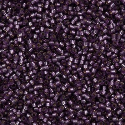 Miyuki Delica Seed Bead 11/0 Semi Matte Silver Lined Dyed Violet 2-inch Tube DB695