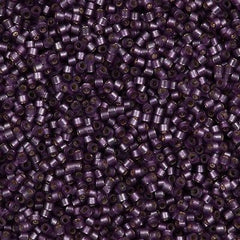Miyuki Delica Seed Bead 11/0 Semi Matte Silver Lined Dyed Violet 2-inch Tube DB695
