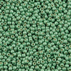 Toho Round Seed Bead 11/0 PermaFinish Matte Galvanized Mint Green 2.5-inch Tube (570PFF)