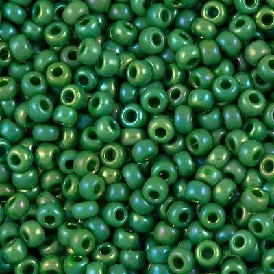 Miyuki Round Seed Bead 6/0 Opaque Green AB 20g Tube (411R)