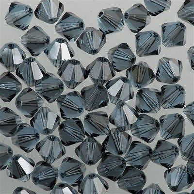 24 TRUE CRYSTAL 6mm Bicone Bead Denim Blue Satin (266 SAT)