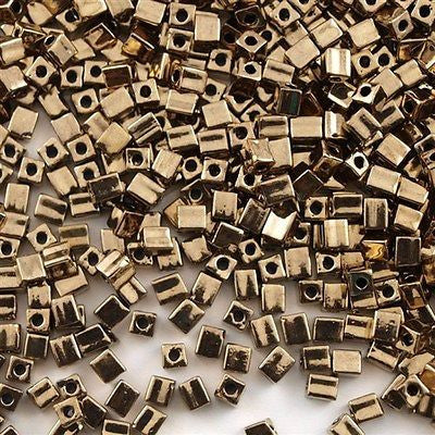 Miyuki 4mm Cube Seed Bead Metallic Dark Bronze 10g (457)