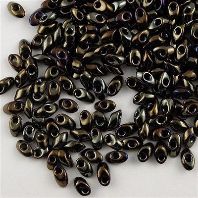 Miyuki Long Magatama Seed Bead Metallic Brown Iris 8g Tube (458)