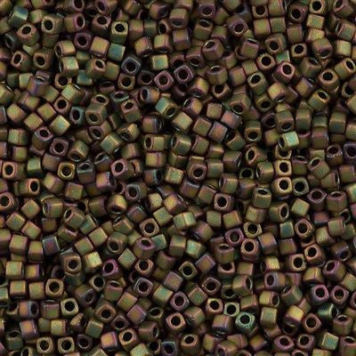 Miyuki 1.8mm Cube Seed Bead Opaque Matte Olive Rose 10g (2035)