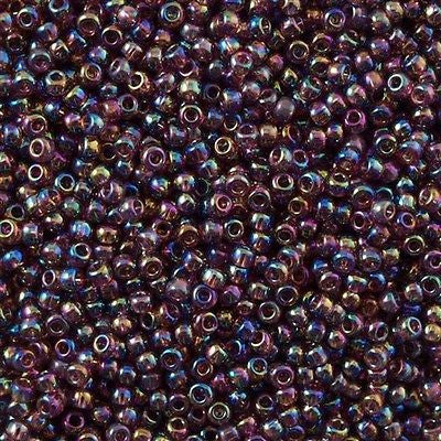 Toho Round Seed Bead 8/0 Transparent Amethyst AB 5.5-inch tube (166B)