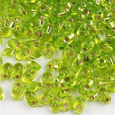 Miyuki Long Magatama Seed Bead Silver Lined Lime Green 15g LM-14