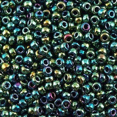 50g Toho Round Seed Beads 6/0 Higher Metallic Green Iris (507)