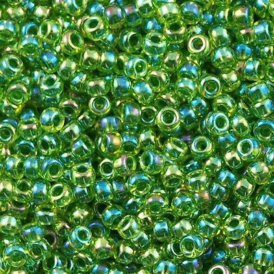 Miyuki Round Seed Bead 11/0 Green Lined Yellow 22g Tube (341)
