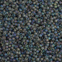 Toho Round Seed Bead 8/0 Transparent Matte Dark Gray AB 2.5-inch tube (176BF)