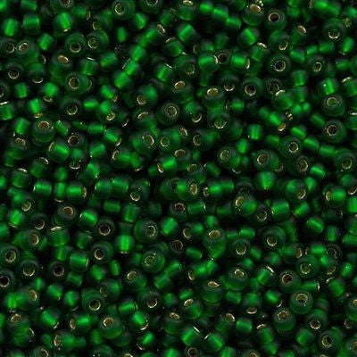 Miyuki Round Seed Bead 8/0 Matte Silver Lined Green 22g Tube (16F)