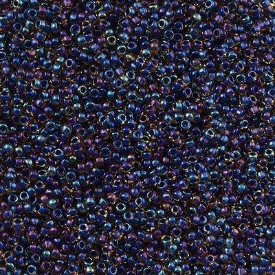 Toho Round Seed Bead 15/0 Inside Color Lined Midnight AB 2.5-inch Tube (929)