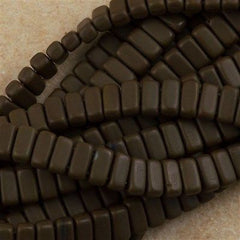 50 CzechMates 3x6mm Two Hole Brick Beads Matte Chocolate Brown (13720M)