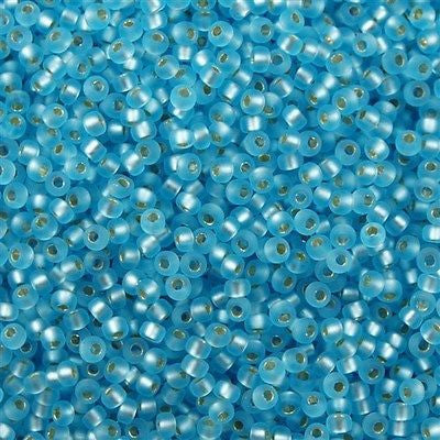 Miyuki Round Seed Bead 6/0 Matte Silver Lined Blue Topaz 20g Tube (18F)