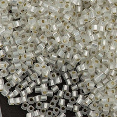 Miyuki 1.8mm Square Seed Bead Matte Silver Lined Crystal 8g Tube (1F)