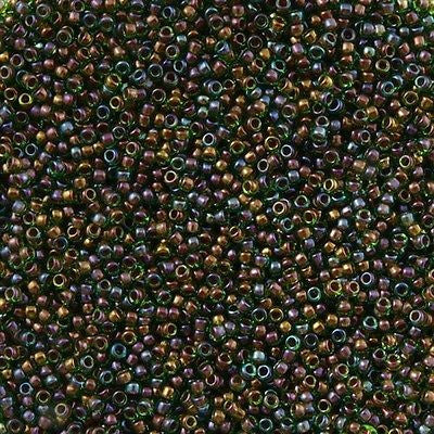 Toho Round Seed Bead 15/0 Inside Color Lined Bronze Green 2.5-inch Tube (247)