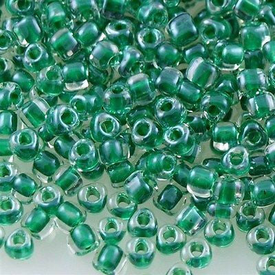 Miyuki Triangle Seed Bead 8/0 Inside Color Lined Green 15g (1142)