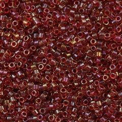Miyuki Delica Seed Bead 11/0 Amber Inside Dyed Color Red 7g Tube DB282