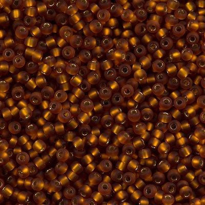Miyuki Round Seed Bead 8/0 Matte Silver Lined Topaz 22g Tube (2422F)