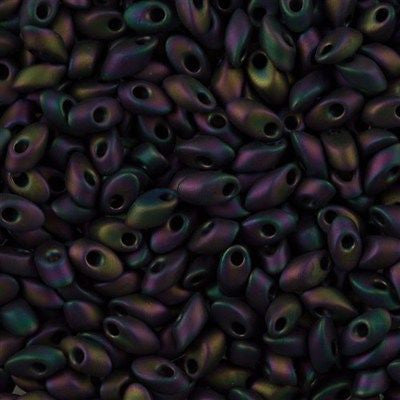 Miyuki Long Magatama Seed Bead Matte Gun Metal AB 8g Tube (2053)